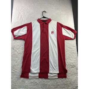 Inner Harbor Polo Shirt Mens XL Red White Vertical Stripe‎ Embroidered Logo